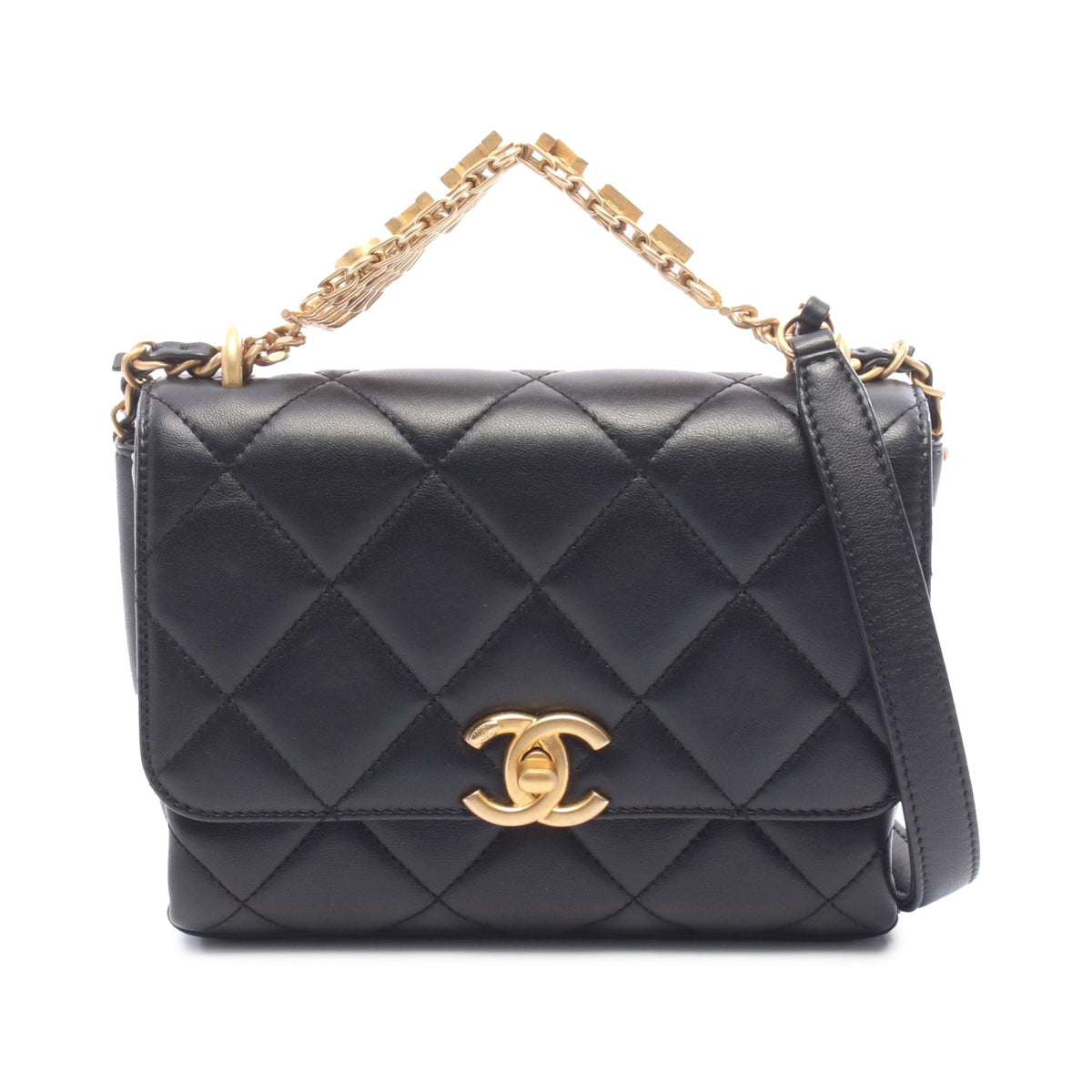 Chanel Small Quilted Lambskin Chain is More Flap — Black