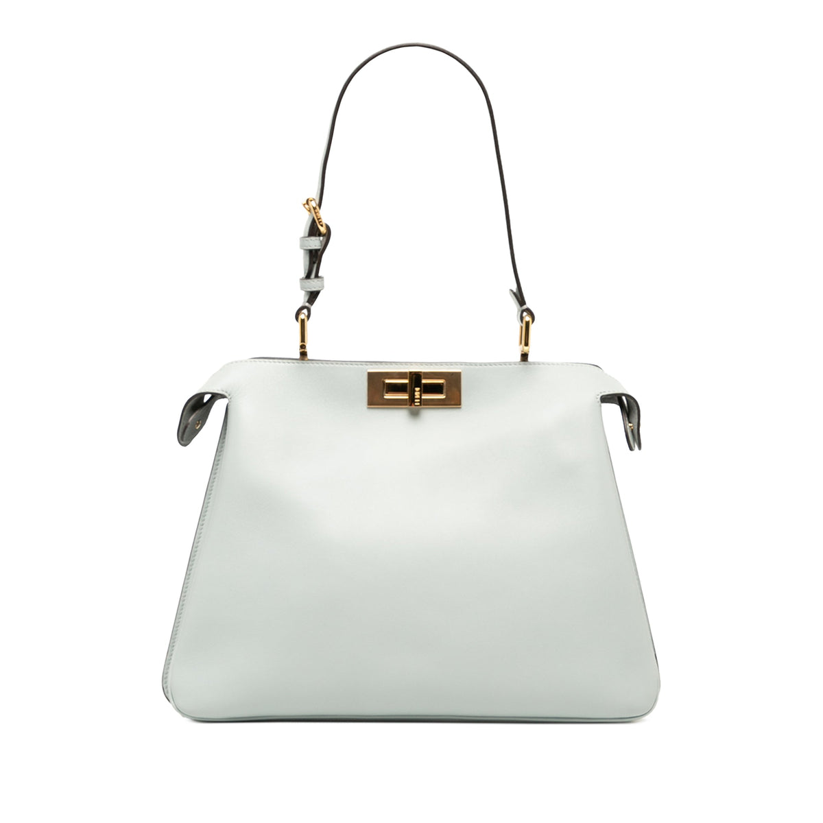 Fendi Medium Leather Peekaboo Soft Shoulder Bag — Gray