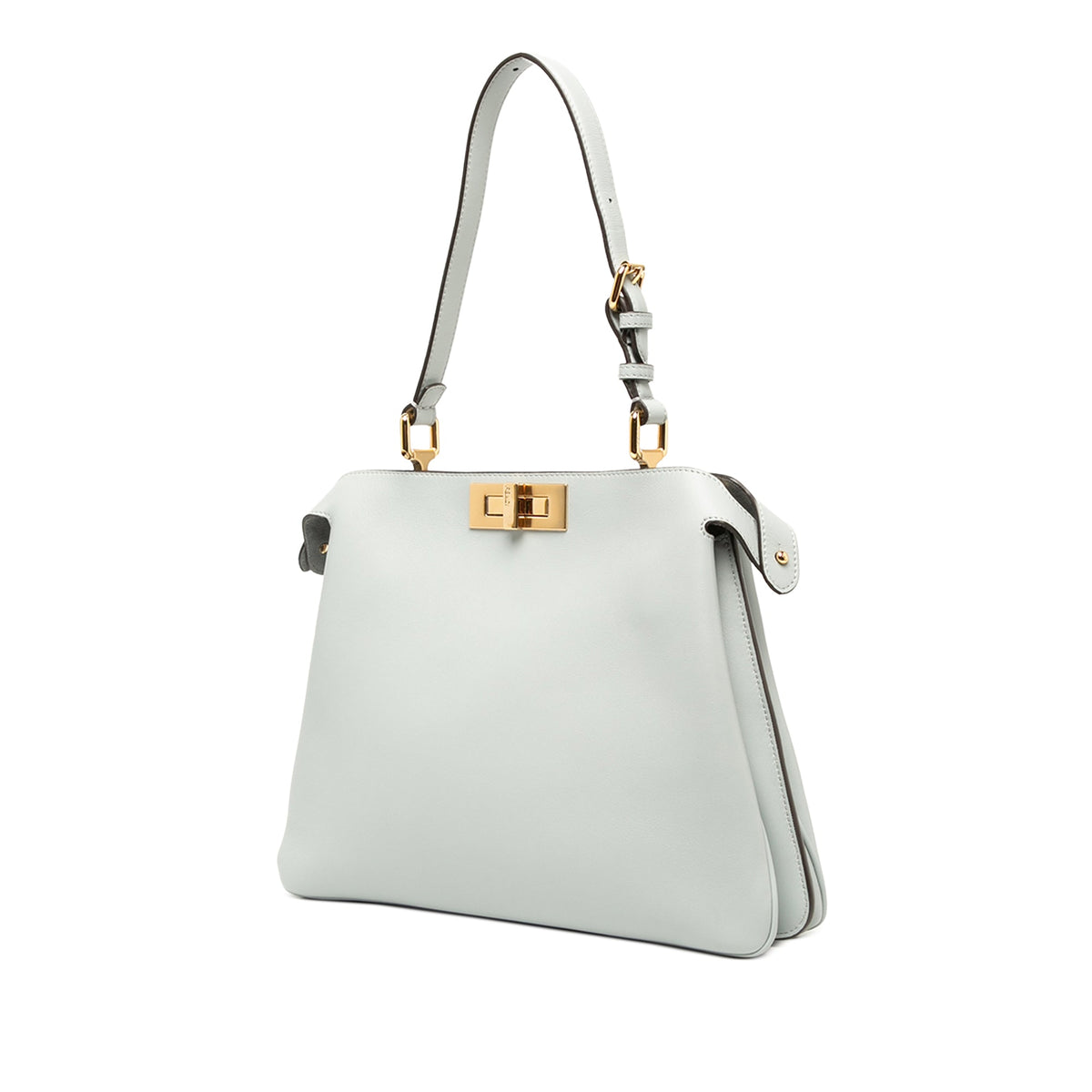 Fendi Medium Leather Peekaboo Soft Shoulder Bag — Gray