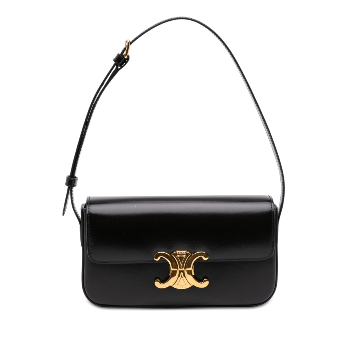 Celine Shiny Calfskin Triomphe Claude Shoulder Bag