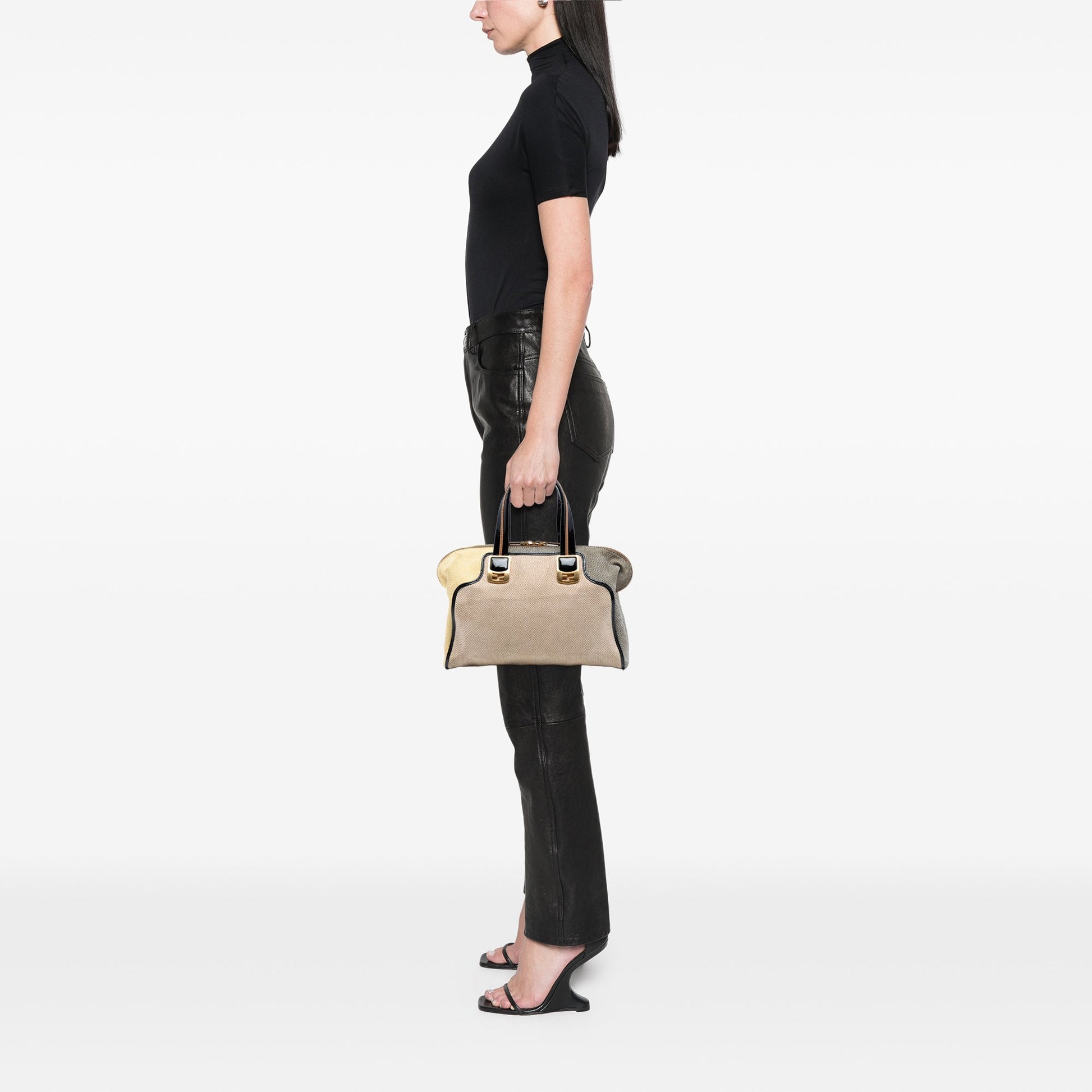 Fendi Canvas Colorblock Chameleon Satchel