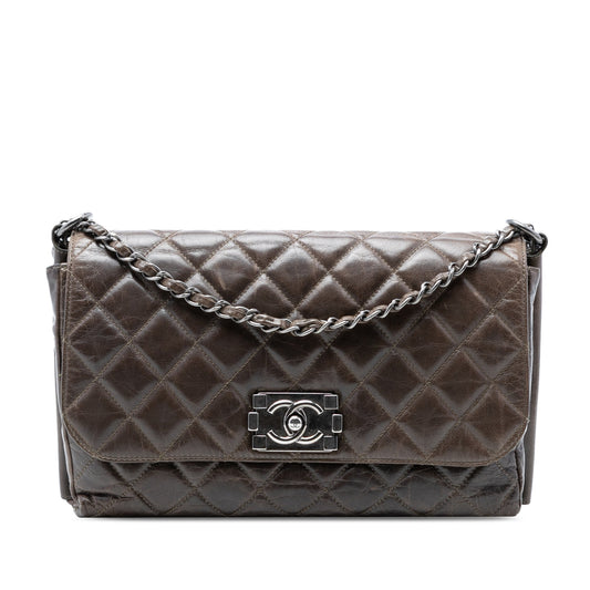 Quilted Glazed Calfskin Soft Boy Flap