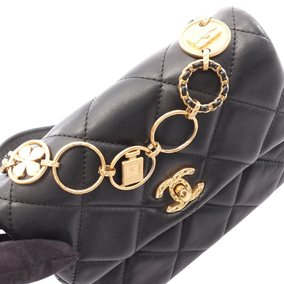 Chanel Mini Square Quilted Lambskin Lucky Charms Chain Flap