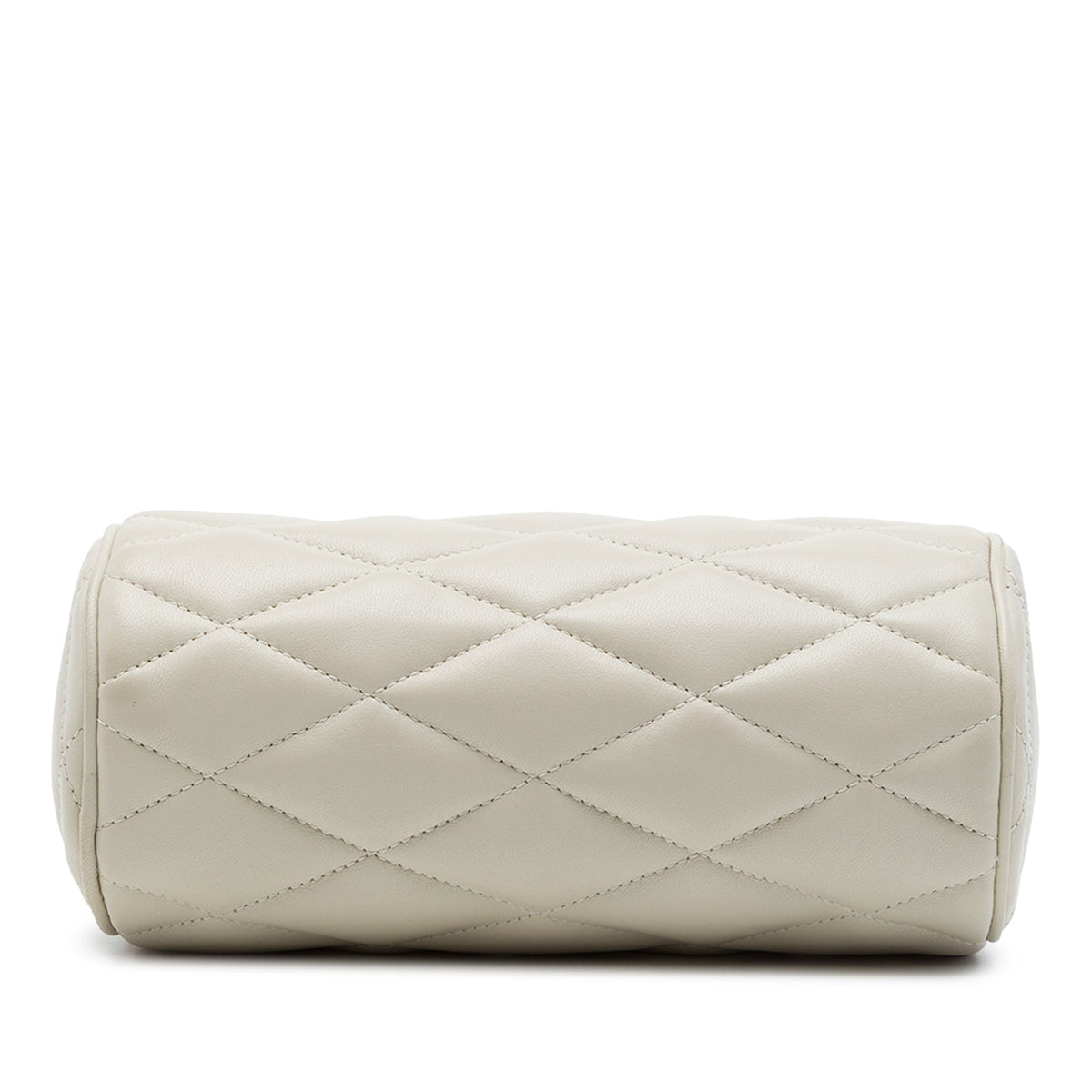 Saint Laurent Mini Quilted Lambskin Sade Tube Bag — White