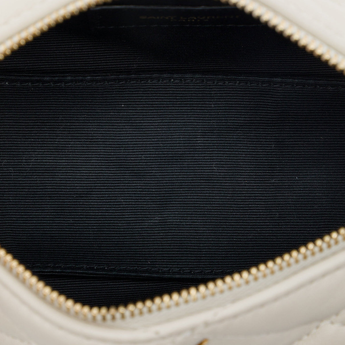 Saint Laurent Mini Quilted Lambskin Sade Tube Bag — White