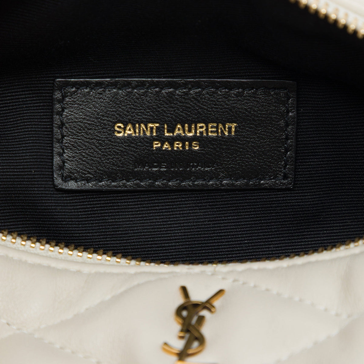 Saint Laurent Mini Quilted Lambskin Sade Tube Bag — White