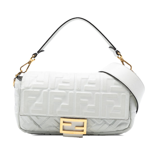 Fendi Zucca Embossed Leather Baguette Satchel