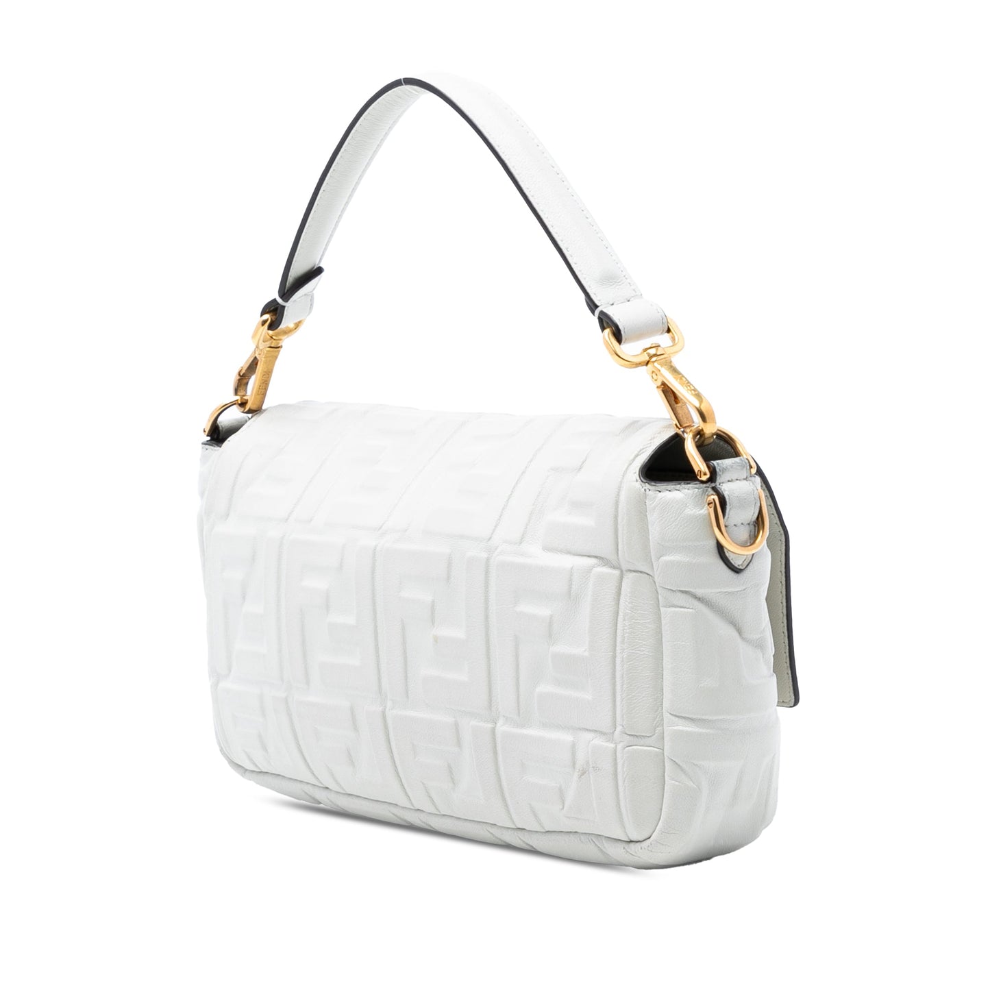 Fendi Zucca Embossed Leather Baguette Satchel