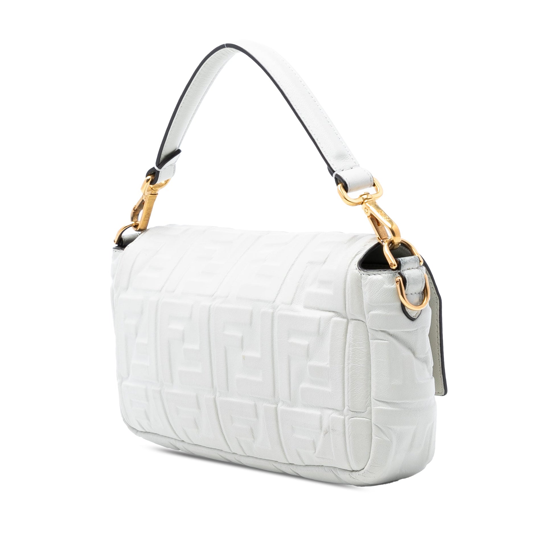 Fendi Zucca Embossed Leather Baguette Satchel