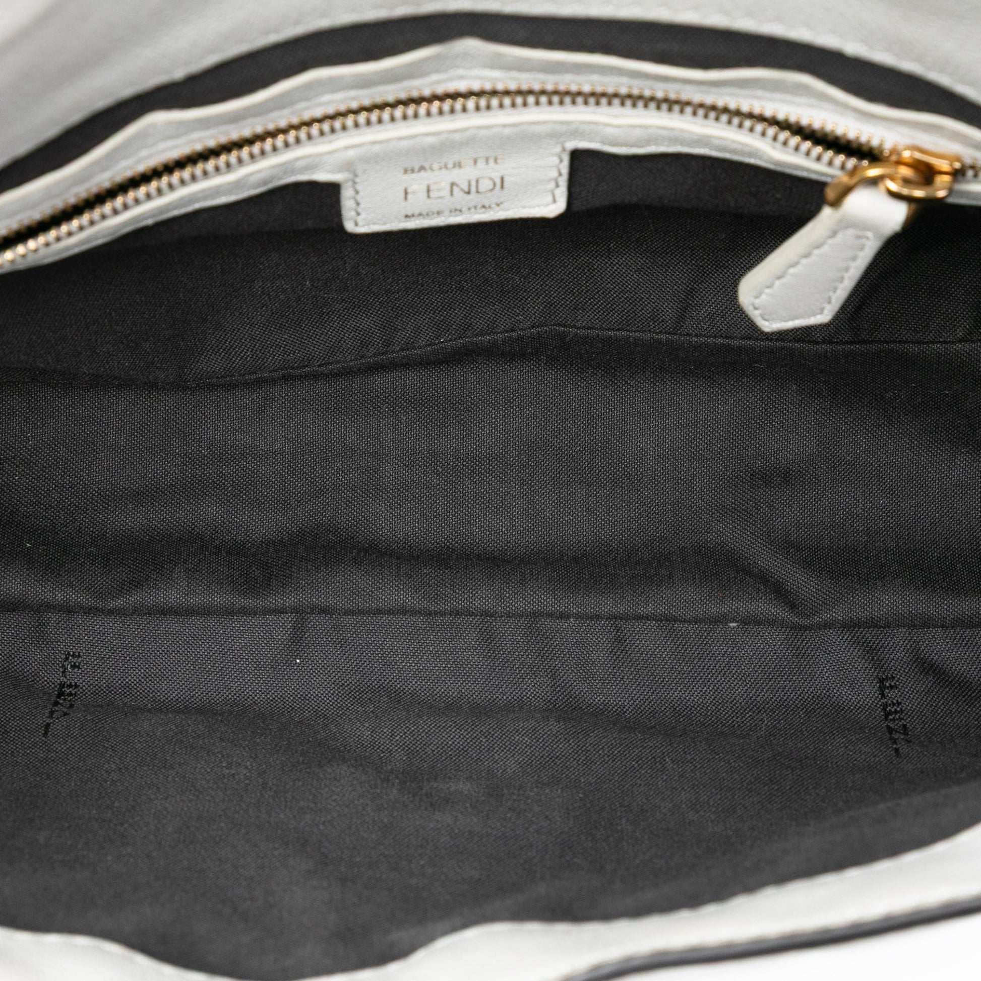 Fendi Zucca Embossed Leather Baguette Satchel