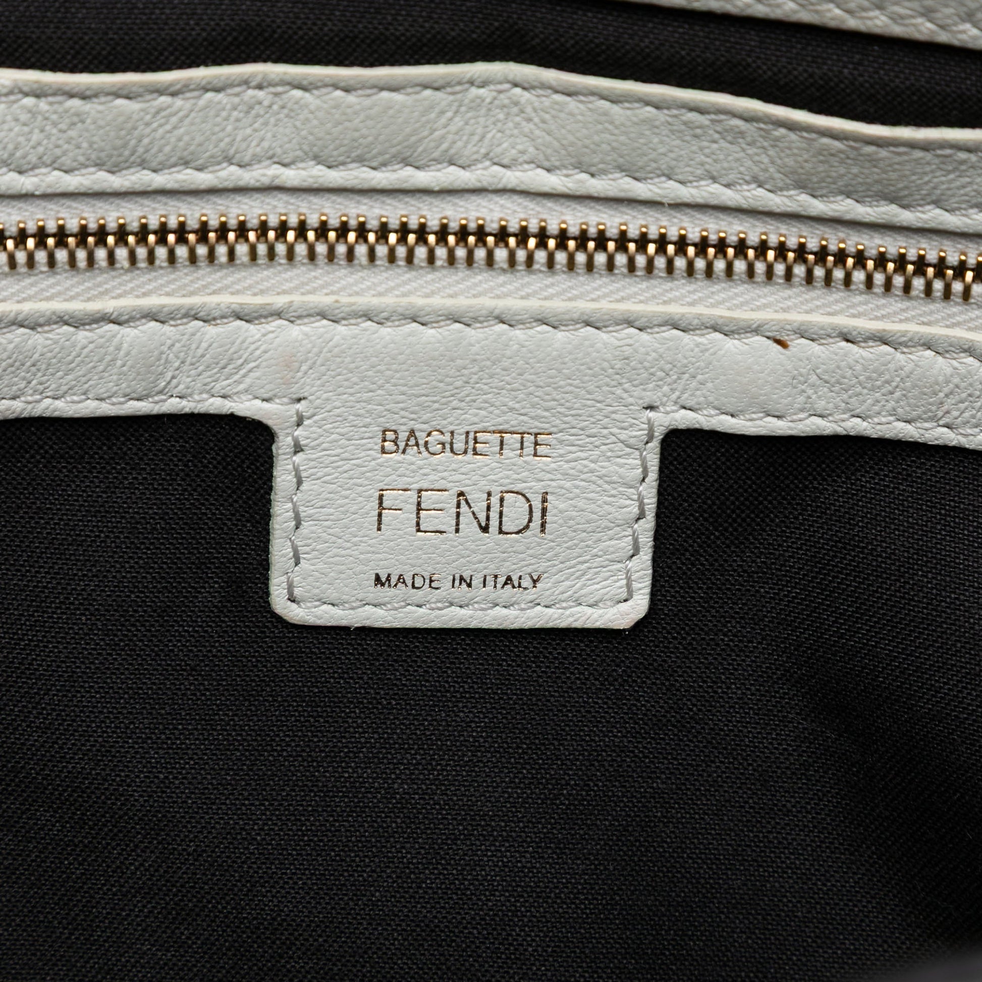 Fendi Zucca Embossed Leather Baguette Satchel