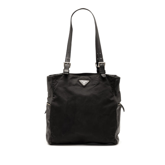 Prada Vitello Trimmed Tessuto Pockets Tote