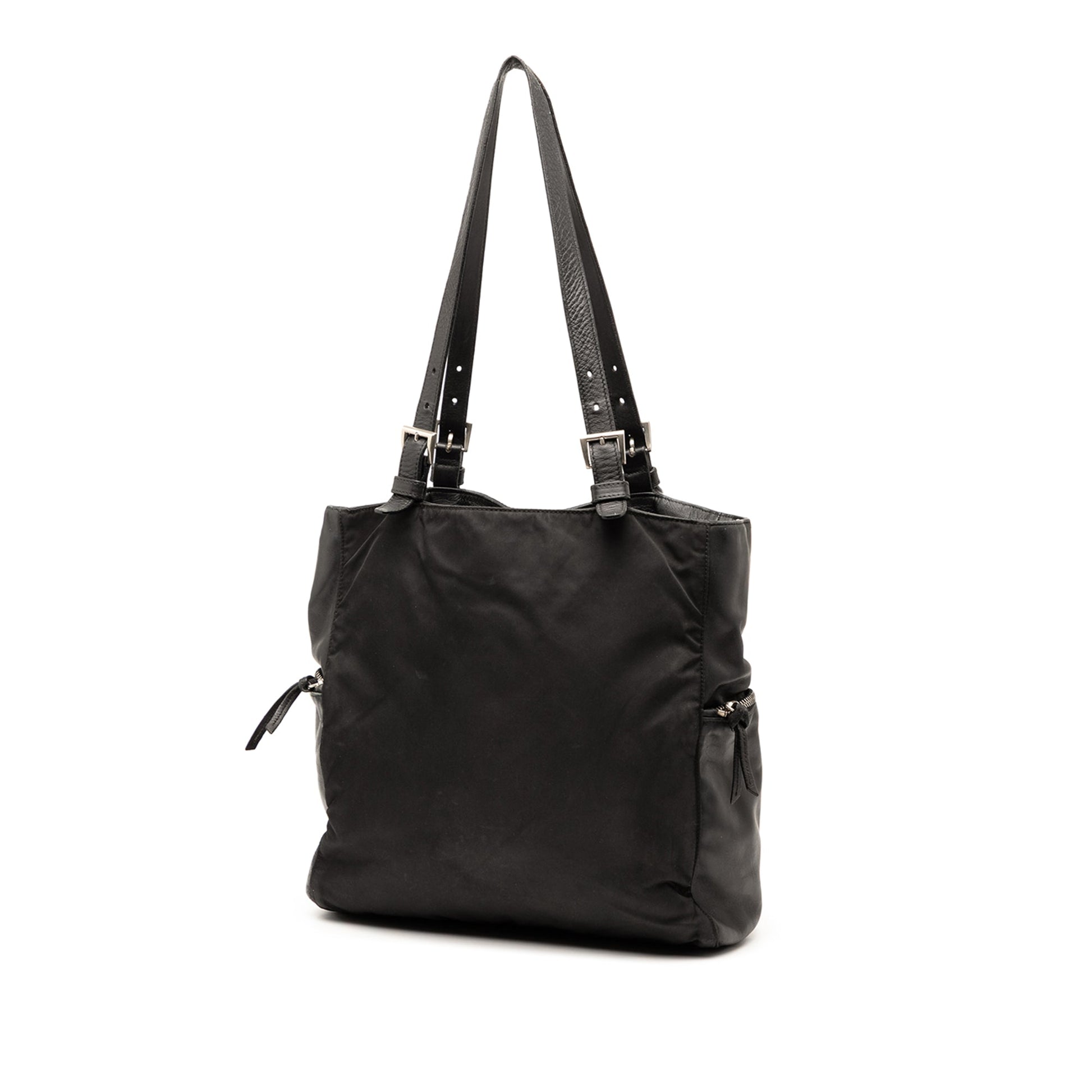 Prada Vitello Trimmed Tessuto Pockets Tote