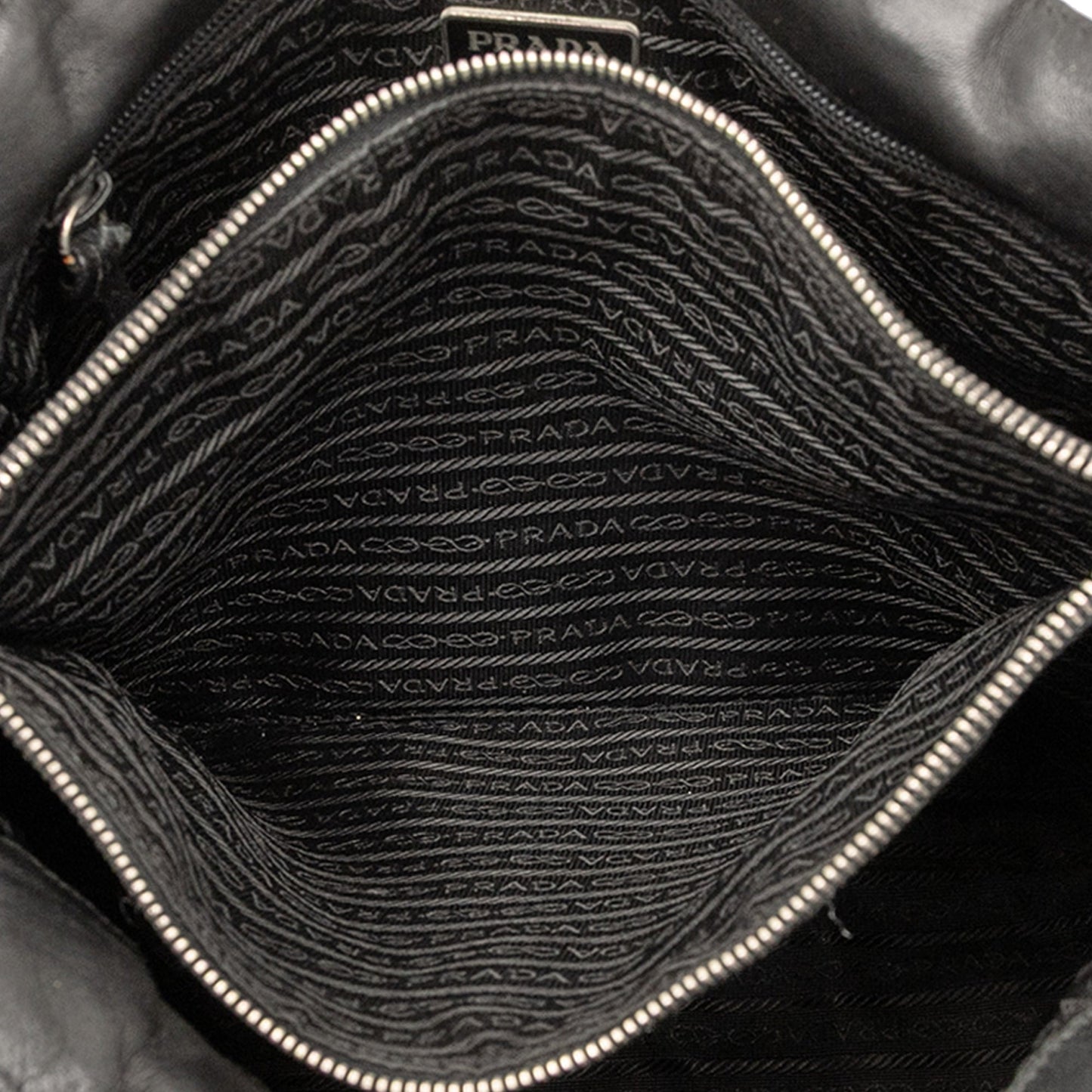 Prada Vitello Trimmed Tessuto Pockets Tote