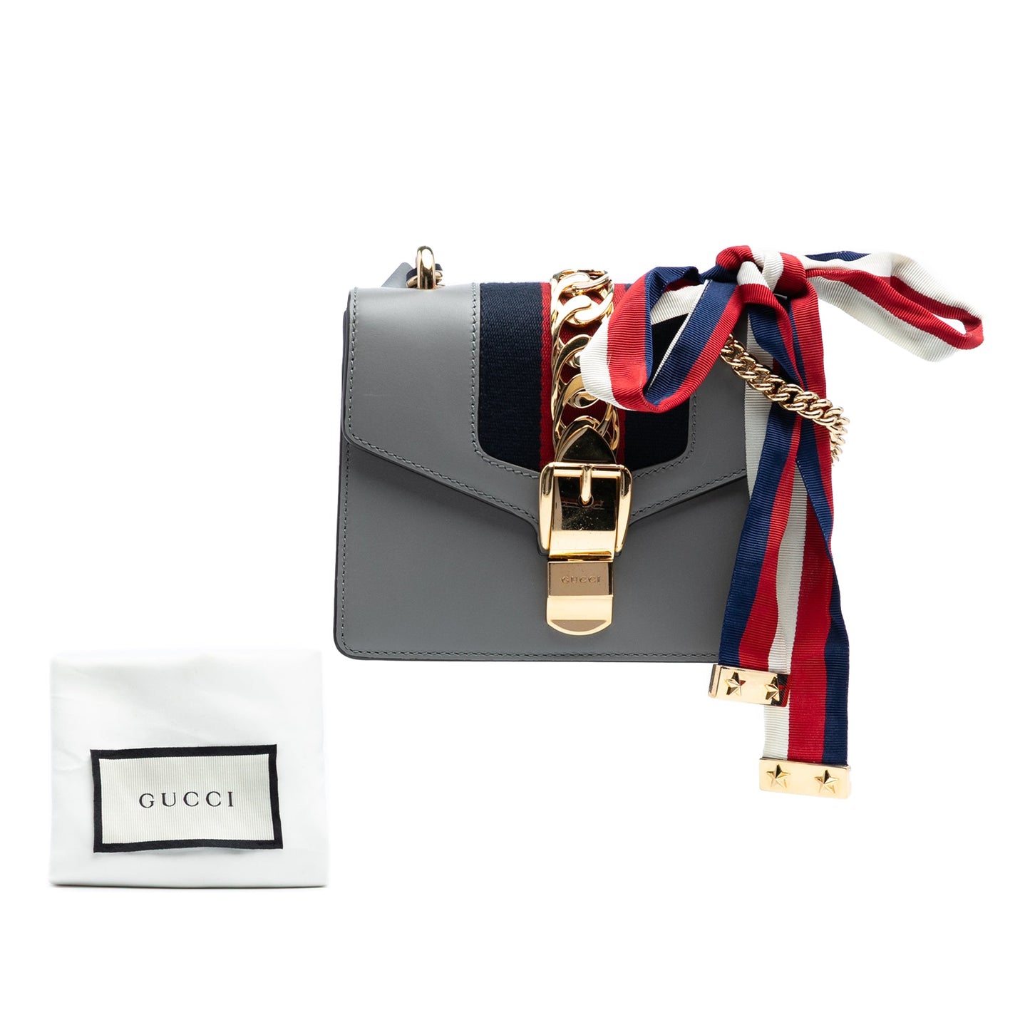 Gucci Mini Leather Web Sylvie Chain Crossbody