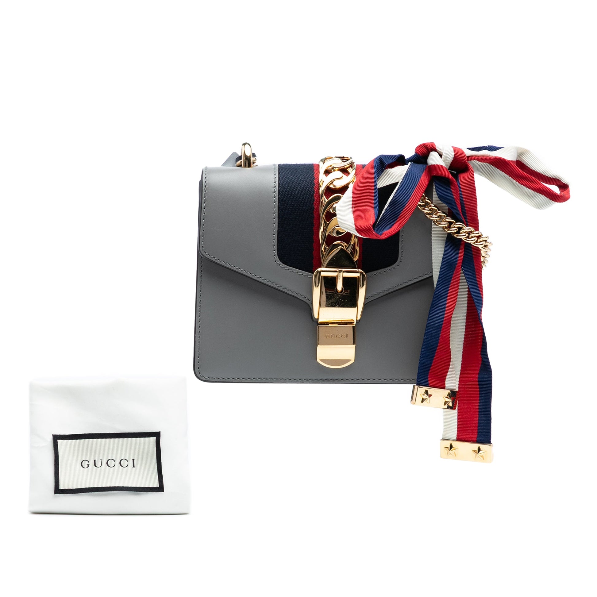 Gucci Mini Leather Web Sylvie Chain Crossbody