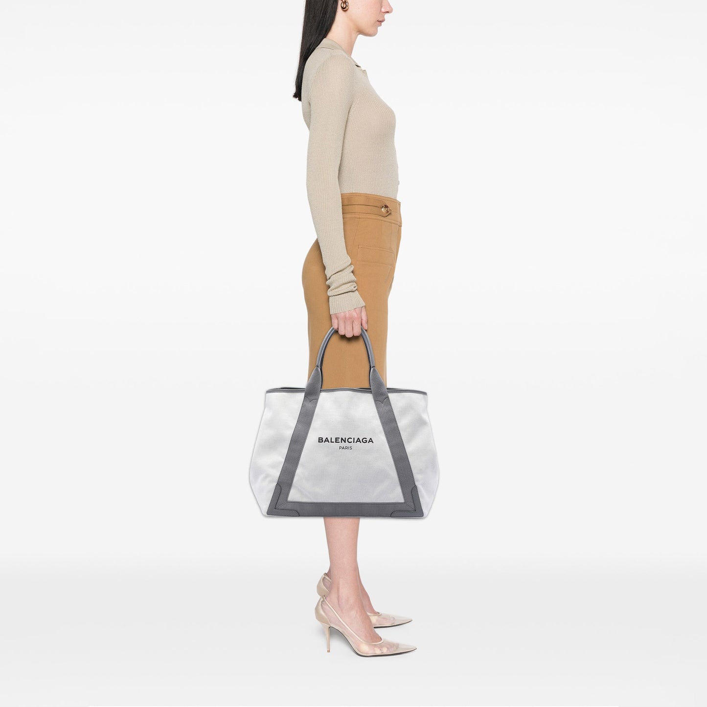 Balenciaga Canvas Navy Cabas Tote M