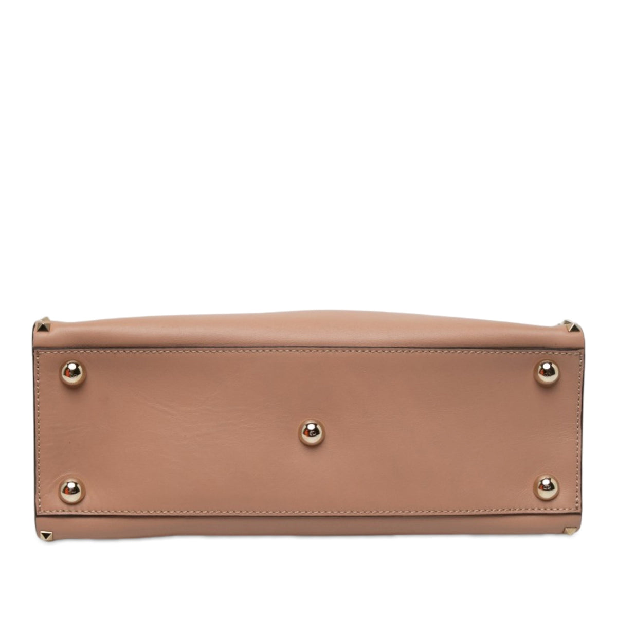 Valentino Leather Rockstud Dome Shopper Satchel — Brown