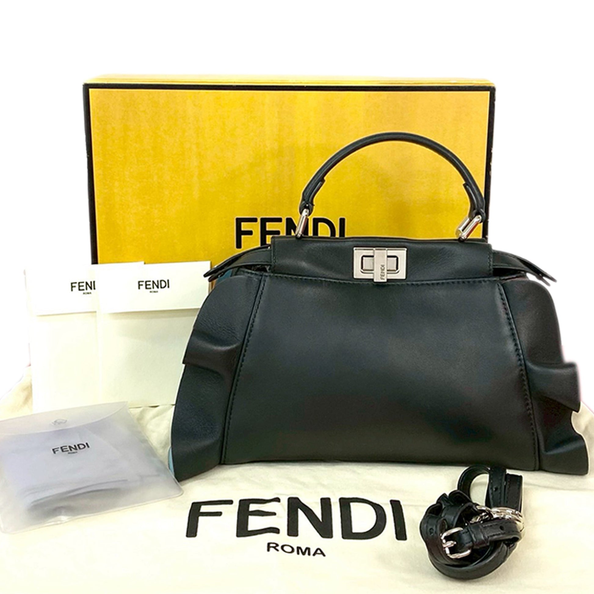 Fendi Mini Bicolor Nappa Waves Peekaboo Iconic Satchel