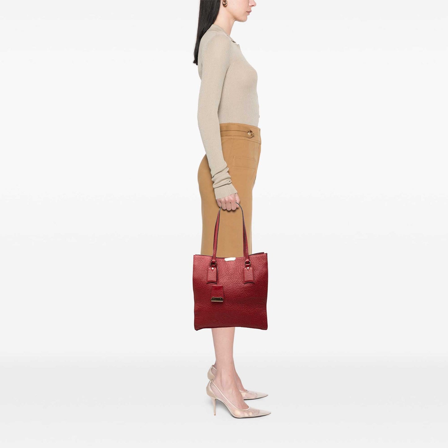 Burberry Grained Calfskin Heritage Woodbury Tote