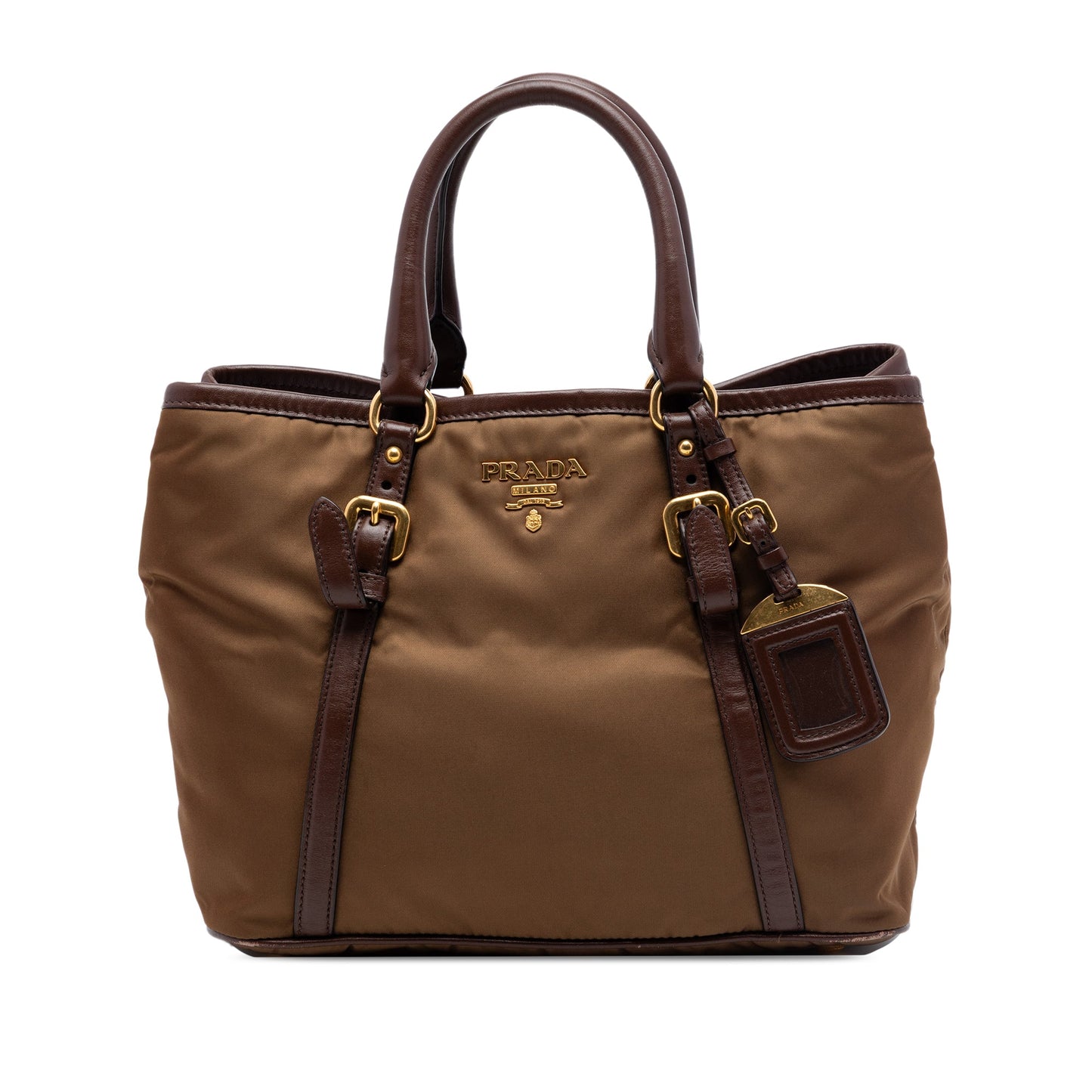 Prada Vitello Daino Trimmed Tessuto Satchel