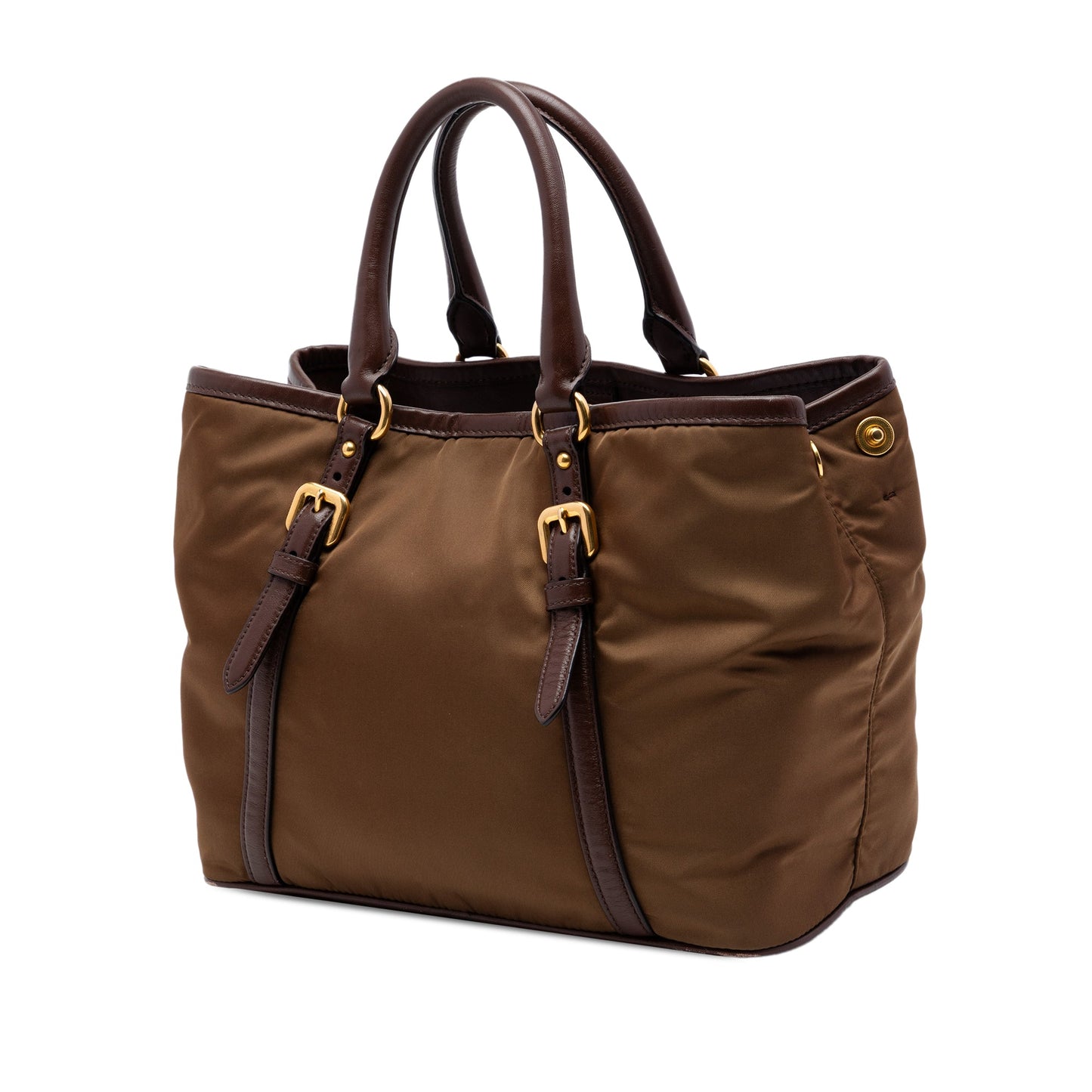 Prada Vitello Daino Trimmed Tessuto Satchel