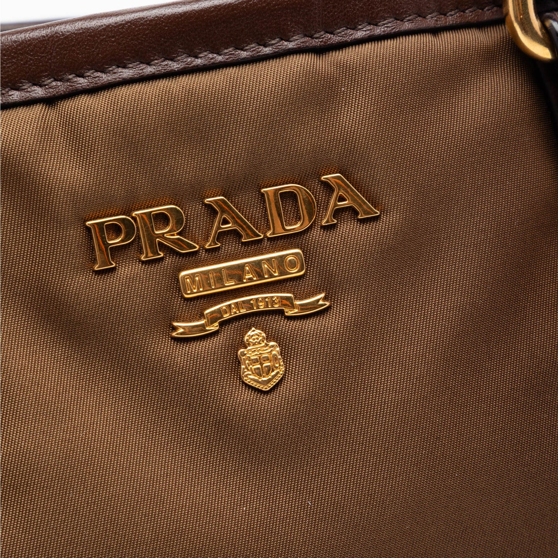Prada Vitello Daino Trimmed Tessuto Satchel