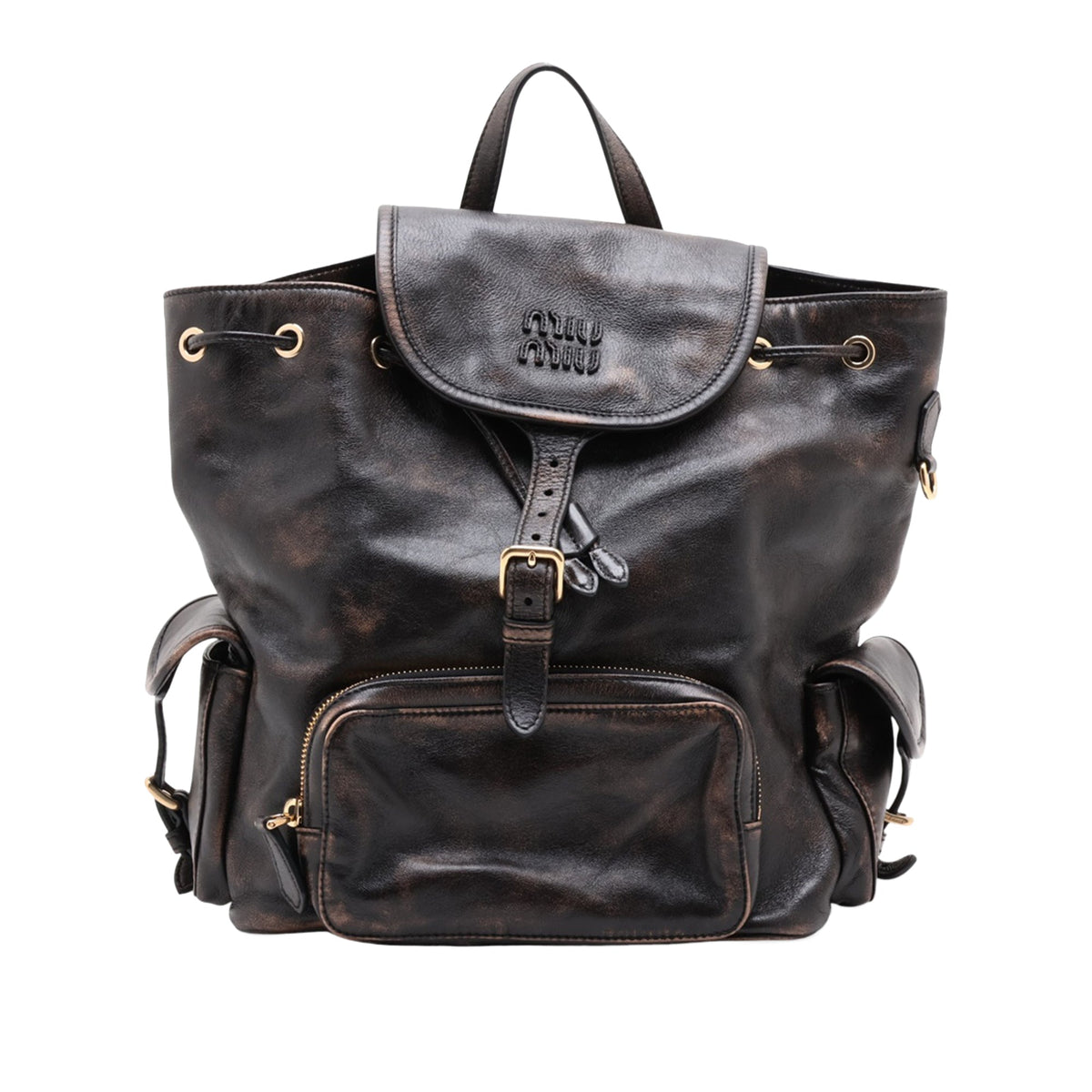 Miu Miu Leather Backpack — Brown