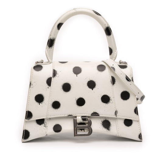 Small Smooth Calfskin Sprayed Polka Dot Hourglass Satchel
