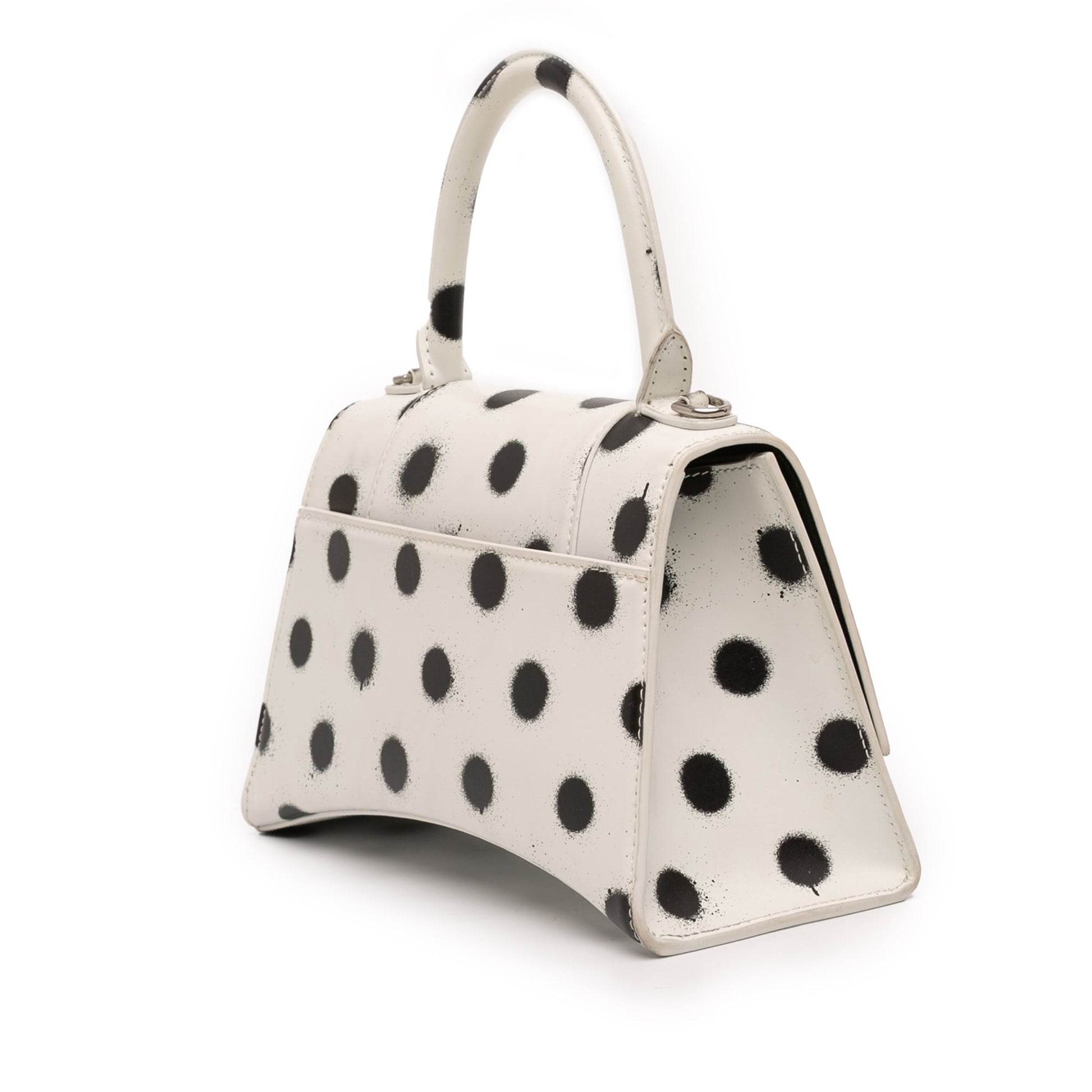 Small Smooth Calfskin Sprayed Polka Dot Hourglass Satchel