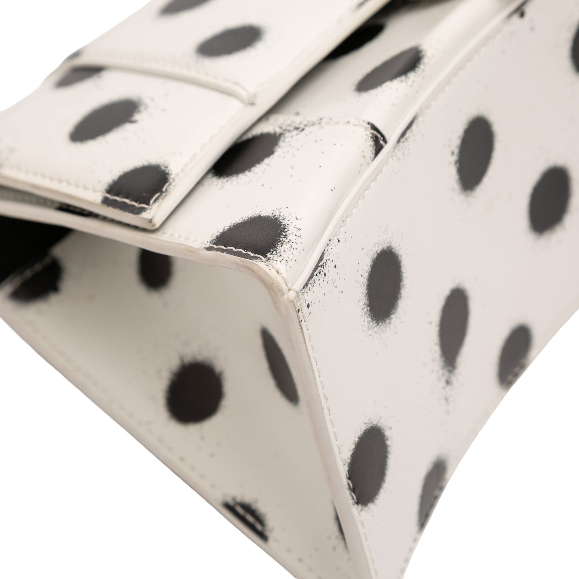 Small Smooth Calfskin Sprayed Polka Dot Hourglass Satchel
