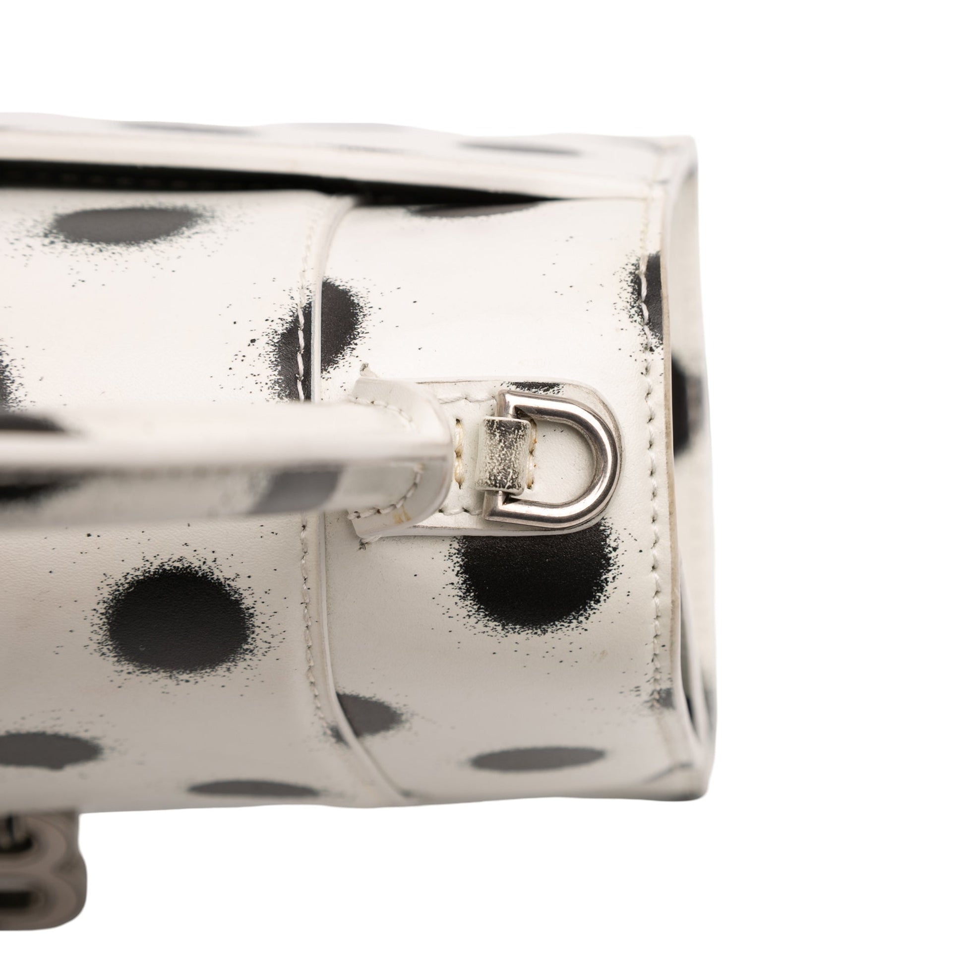 Small Smooth Calfskin Sprayed Polka Dot Hourglass Satchel