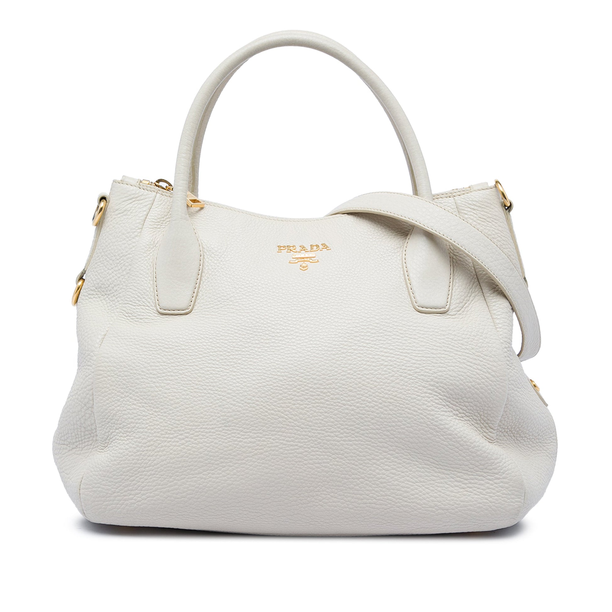Prada Vitello Daino Zip Top Convertible Tote