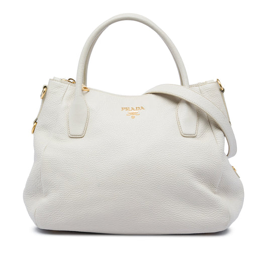 Prada Vitello Daino Zip Top Convertible Tote