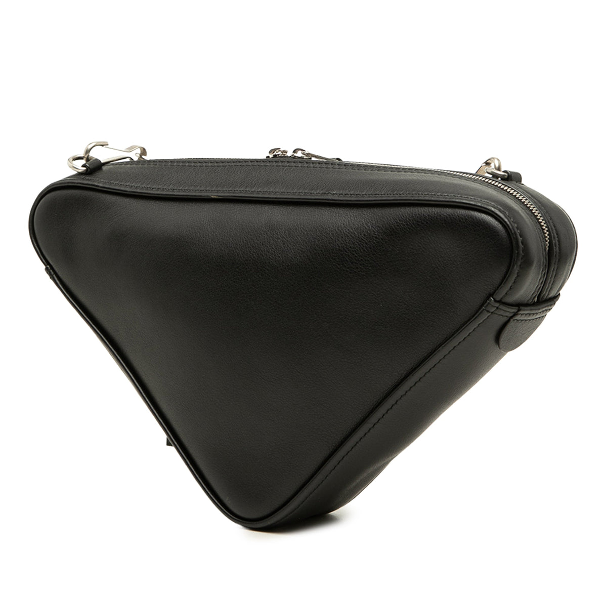 Balenciaga Leather Triangle Chain Crossbody — Black