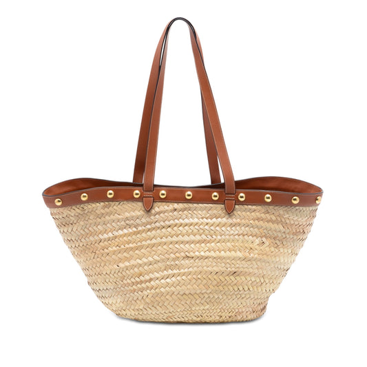 Celine Large Raffia Classic Studded Panier Tote