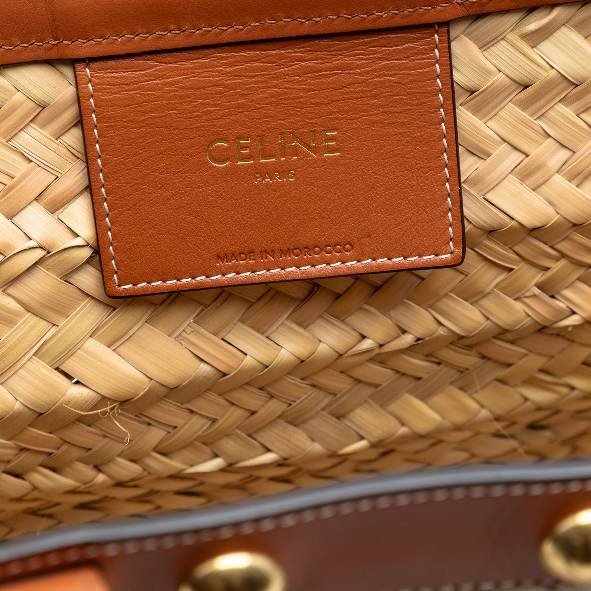 Celine Large Raffia Classic Studded Panier Tote
