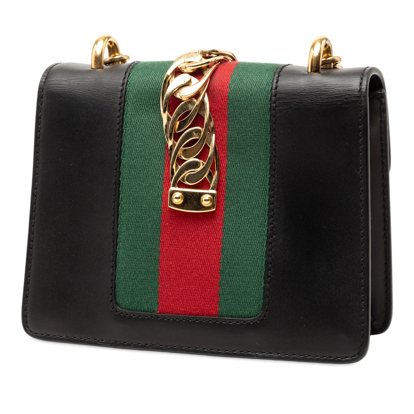 Gucci Mini Leather Web Sylvie Chain Crossbody