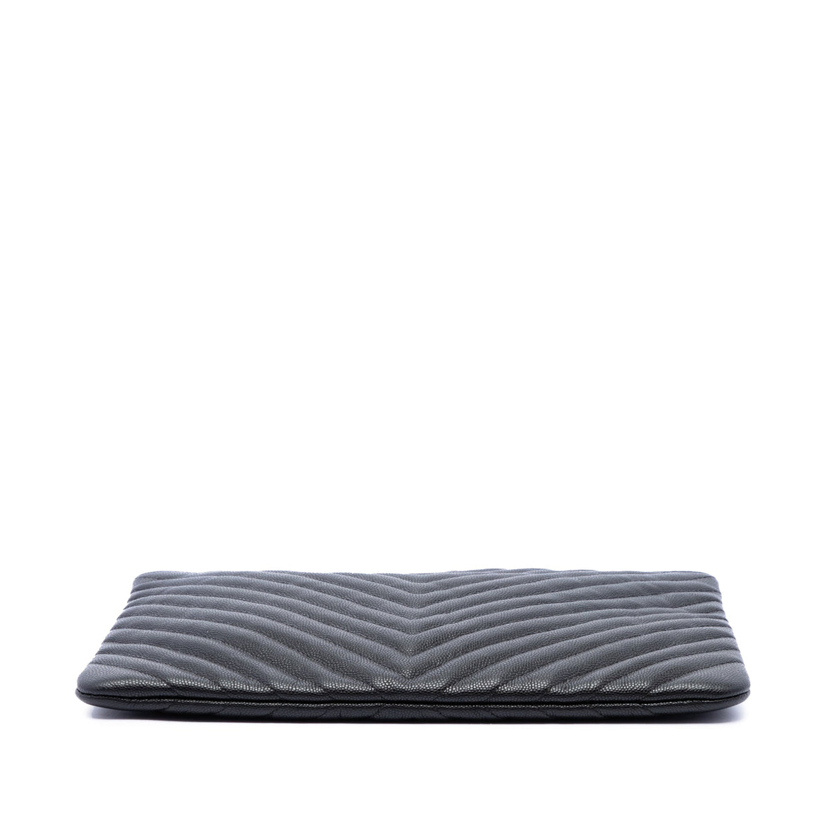 Chanel Medium CC Chevron Caviar O Case Clutch — Black