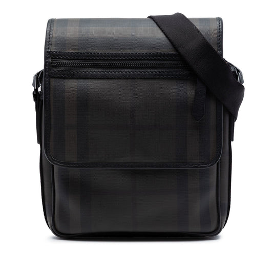 Burberry Smoked Check Coated Canvas Messenger Bag