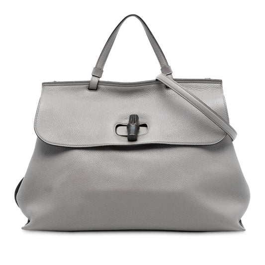 Gucci Large Leather Bamboo Daily Satchel