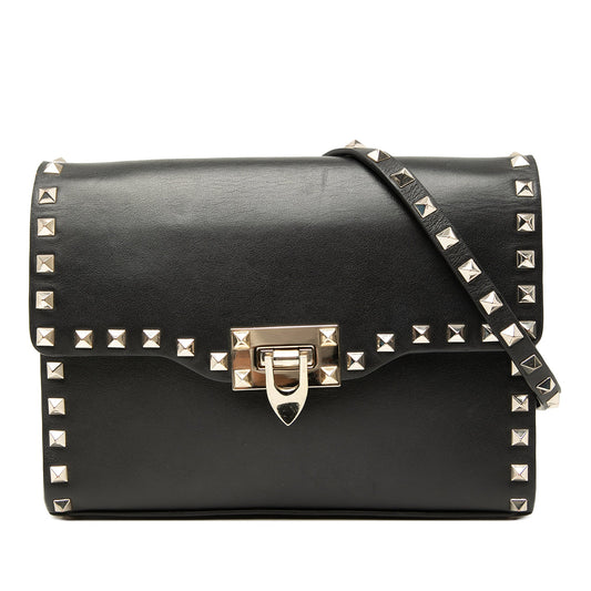 Valentino Small Leather Rockstud Flip Lock Crossbody