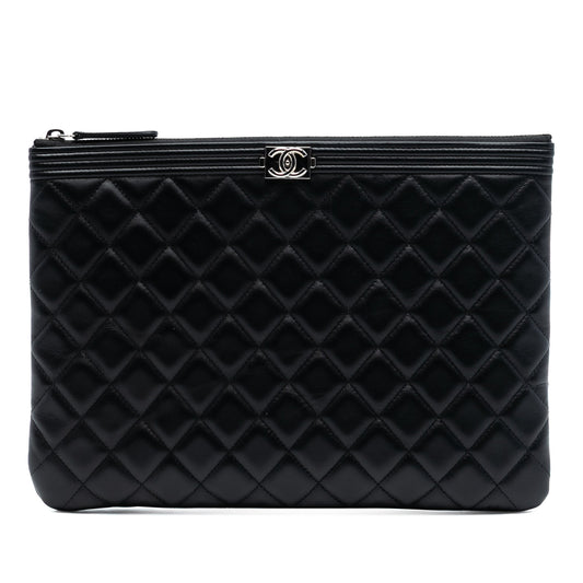 Chanel Medium Quilted Lambskin Boy O Case Clutch