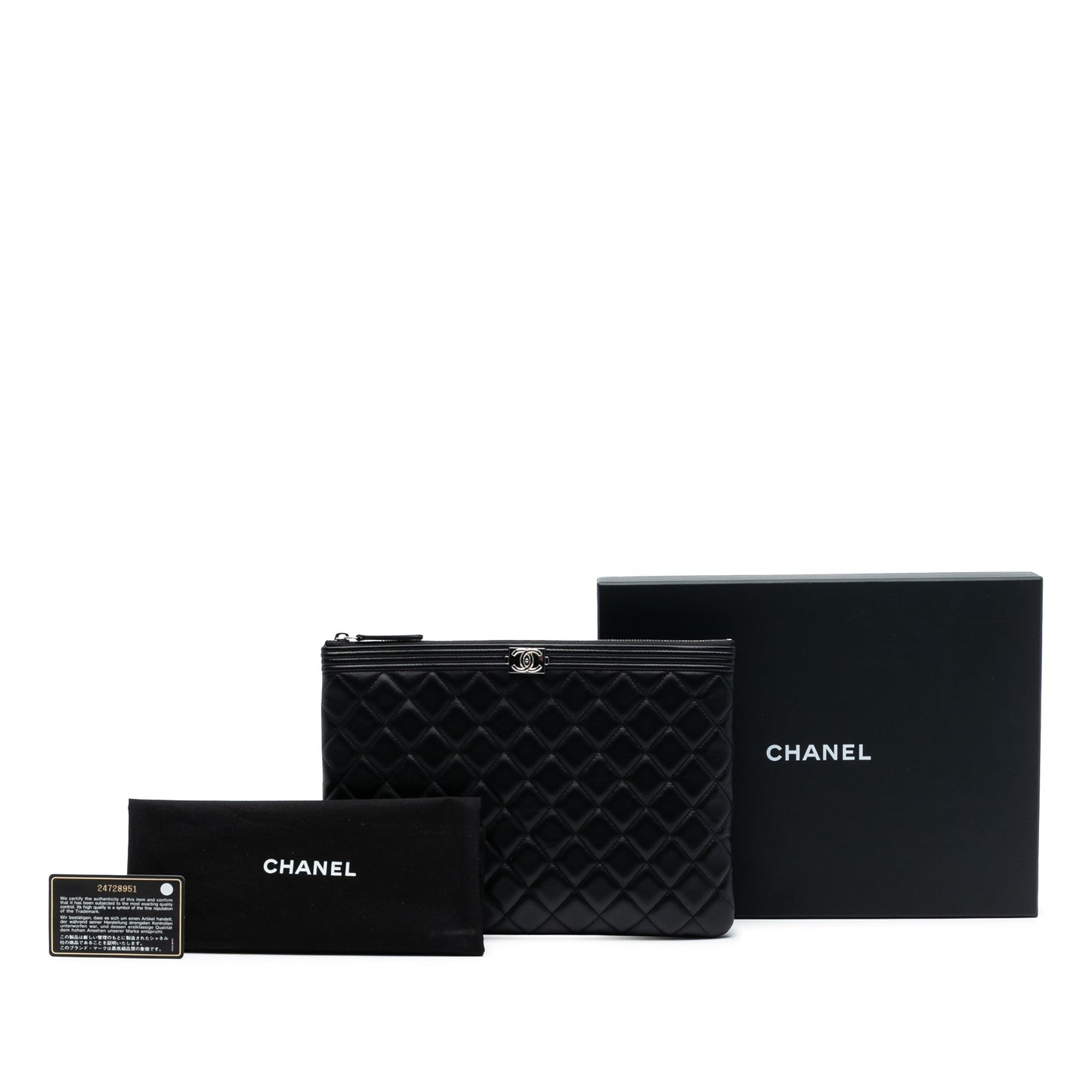 Chanel Medium Quilted Lambskin Boy O Case Clutch