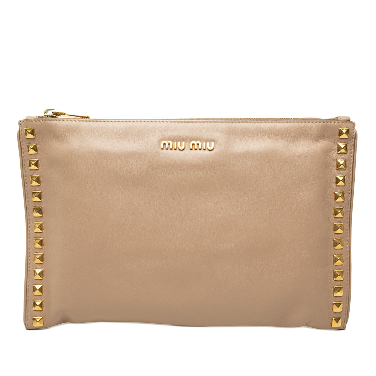 Miu Miu Studded Leather Zip Clutch