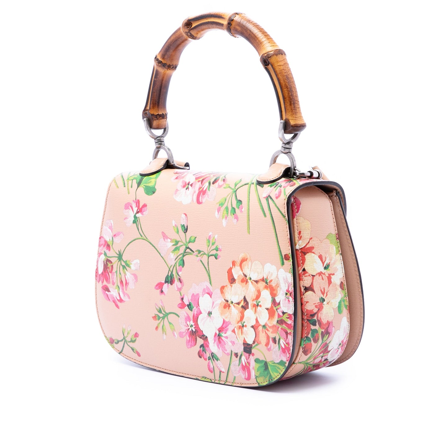 Gucci Medium Calfskin Blooms Bamboo Top Handle Bag
