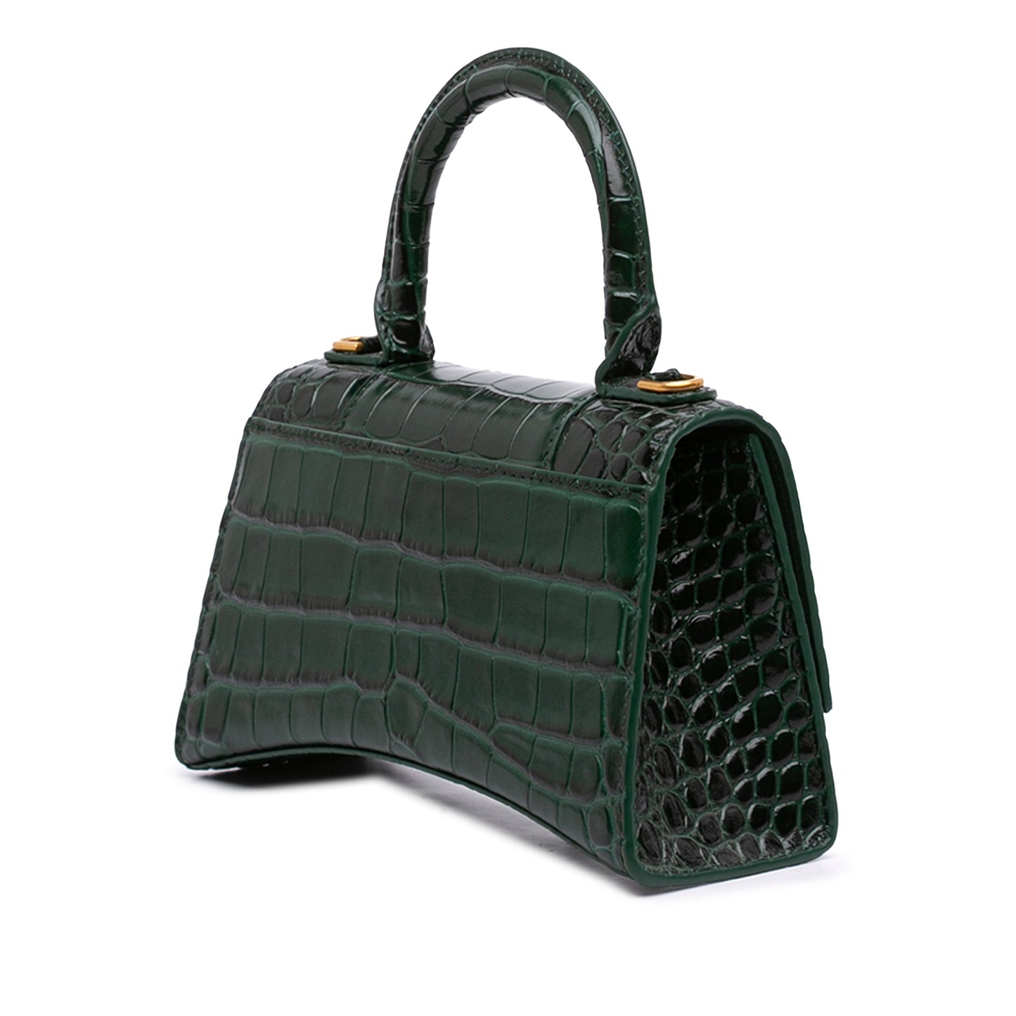 Balenciaga Croc Embossed Leather Hourglass Top Handle Bag XS