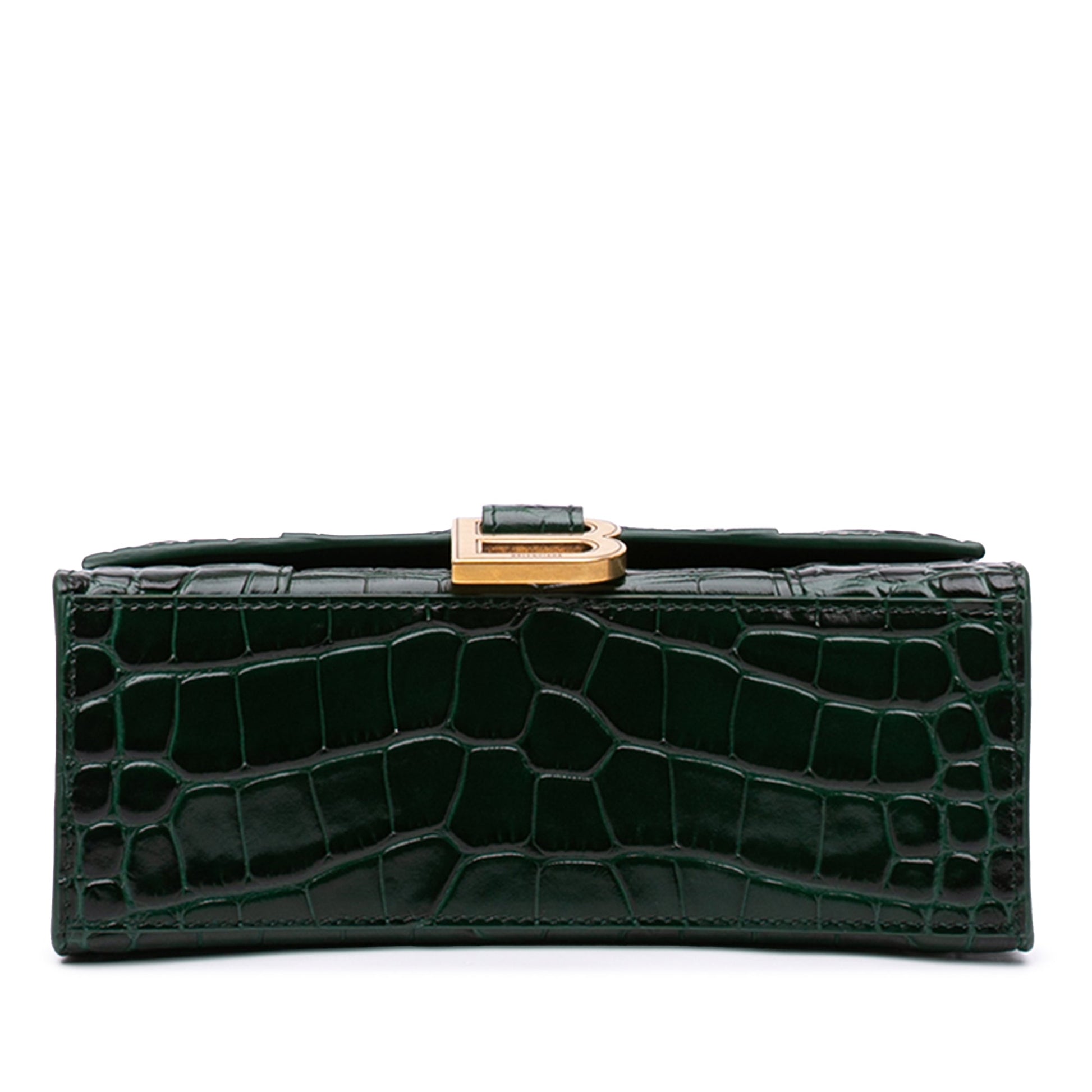 Balenciaga Croc Embossed Leather Hourglass Top Handle Bag XS
