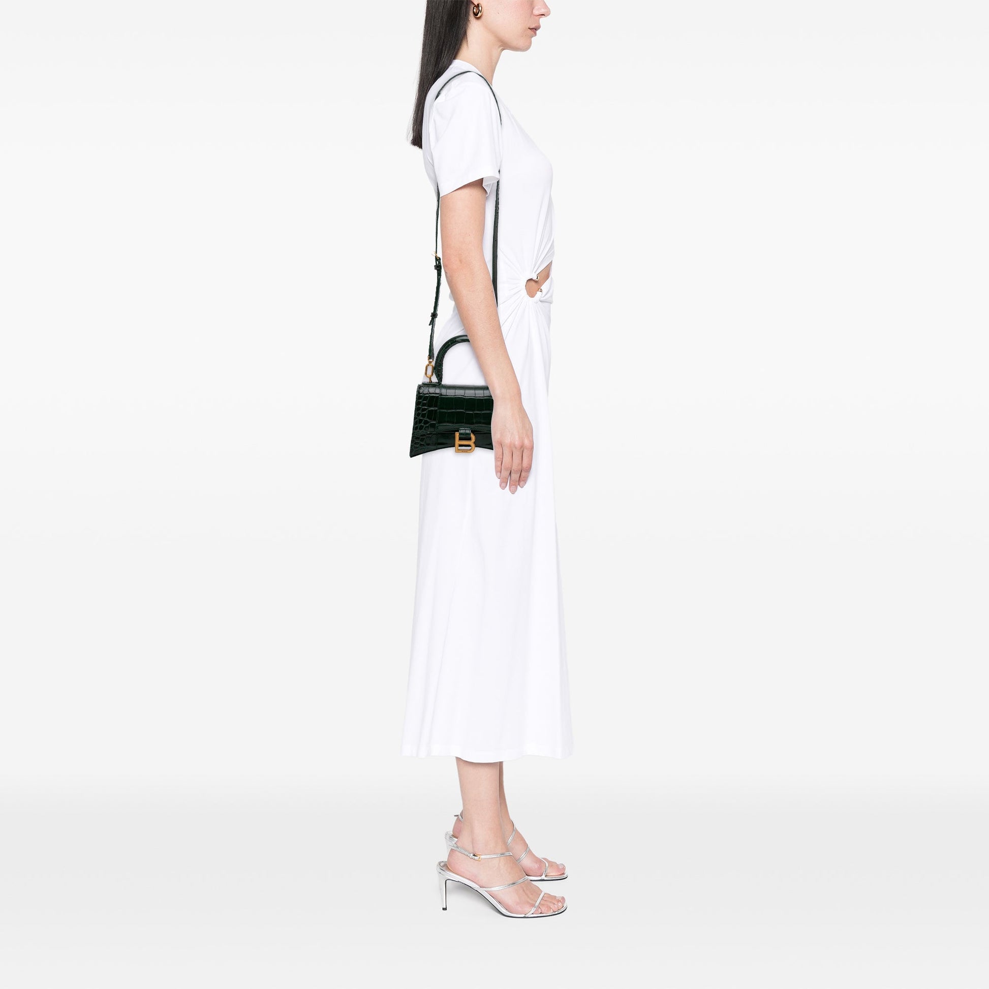 Balenciaga Croc Embossed Leather Hourglass Top Handle Bag XS