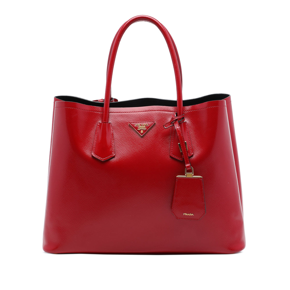 Prada Medium Saffiano Vernice Double Satchel